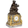 Thomire & Cie, French Gilt and Patinated Bronze and Marble Figural Mantel Clock