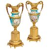 Pair of French Ormolu-Mounted Turquoise S_vres Porcelain Vases, circa 1880