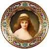 Rare and Exceptional Royal Vienna Porcelain Plate of "Nadia" by Wagner