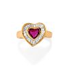 A 18K yellow gold, ruby and diamond ring