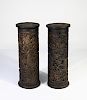 Pair of Chinese Carved Wooden Incense Barrels