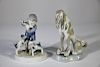 (2) German Porcelain Figures, Boy & Dogs