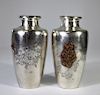 Pair of Nomura Silver Vases