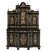 Extremely Fine Italian Baroque Ebonized Wood, Faux Ivory, and Hardstone Cabinet