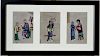 19th C Chinese Watercolor Triptych on Pith