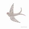 Antique Diamond Swallow Pendant/Brooch