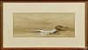 Two watercolor coastal scenes by Edwin Harris and