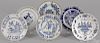 Six Delft blue and white plates, 18th c., approx.