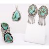 Perry Shorty (Dine, b.1964) Navajo Silver and Turquoise Earrings PLUS