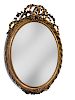 French Oval Carved Ribbon Wall Mirror Circa 1900