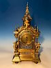 Very Large 19th C. French Champleve Enamel Gilt Bronze Clock