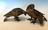 Pair of Mexican Cast Metal Pigeons with Gilt Highlights