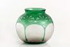 Antique Daum Nancy Green White Floral Art Glass Vase