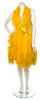 * A Bill Blass Yellow Silk Halter Cocktail Dress, Size 10.