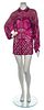 * A Fabrice Magenta Silk and Beaded Shirt, Size L.