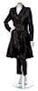 * A Givenchy Black Calfskin Coat Ensemble, Size 40.