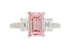 GIA Certified Fancy Pink Three Stone Diamond Ring 