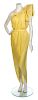 * A Halston Yellow Single Shoulder Evening Gown, No size.