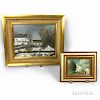 Two Framed Edward Fisher (American, 20th Century) Oils of Homesteads