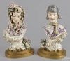 Pair of Victorian porcelain busts, 15'' h.