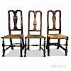 Three Queen Anne Turned Maple Side Chairs