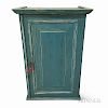 Blue-painted Pine Wall Cupboard