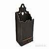 Carved and Black-painted Pine One-drawer Hanging Wall Box