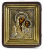 Russian oil on panel icon of the Mother and Child