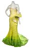 * A Nina Ricci Yellow and Green Ombre Silk Tiered Gown, Size 40.