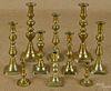 Ten brass candlesticks, late 19th/early 20th c.,