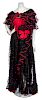 * A Valentino Couture Black and Red Polka Dot Silk Tulle Evening Ensemble, Size 10.