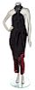 * A Valentino Red and Black Beaded Evening Emsemble, Pant size 10.