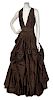 * A Vivienne Westwood Olive Taffeta Evening Gown, Size 8.