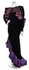 * An Yves Saint Laurent Black Velvet and Taffeta Gown, No size.