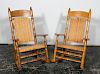 Pair, Brumby Chair Co. Jumbo Oak Rocking Chairs