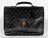 Chanel Vintage Quilted Black Leather Briefcase