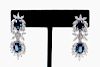 Platinum, Diamond & Sapphire Dangle Earrings