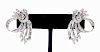 Platinum, 14k WG & Diamond Wing Motif Earrings