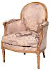 Louis XVI Style Beech Wood Upholstered Bergere