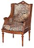 Louis XVI Style Carved and Caned Armchair