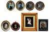 Group of Eight Framed Miniature Wax Portraits