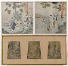 Two Chinese Paintings on Silk, One Print