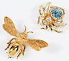 Two Gold Bug Brooches