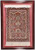 Framed Persian Silk Prayer Rug