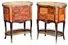 Pair of Louis XV Style Marble Top Bedside Commode
