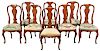 Set of Eight Italian Rococo Walnut Dining Chairs