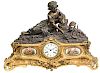 Gilt Bronze Mantle Clock With Reclining Figure