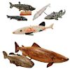 Seven Carved Wood Fish Decoys