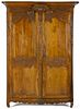 French fruitwood armoire, late 18th c., 83'' h., 5