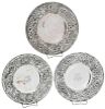 Three Kirk Repousse Sterling Footed Round Trays